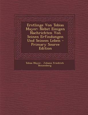 Book cover for Erstlinge Von Tobias Mayer