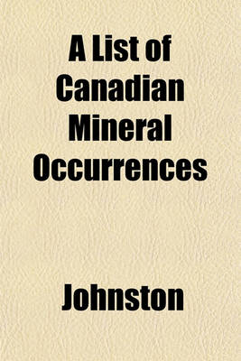 Book cover for A List of Canadian Mineral Occurrences