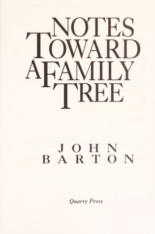 Cover of Notes Toward a Family Tree
