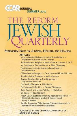 Cover of Ccar Journal, the Reform Jewish Quarterly Summer 2012