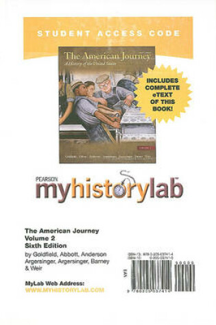 Cover of MyLab History with Pearson eText -- Standalone Access Card -- for the American Journey Volume 2