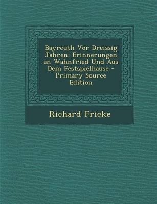 Book cover for Bayreuth VOR Dreissig Jahren