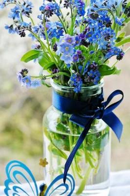 Book cover for Forget-Me-Not Flowers in a Vase with a Sapphire Ribbon Journal