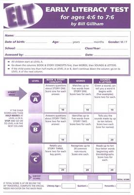 Book cover for Early Literacy Test Pk10