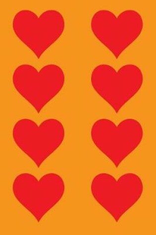 Cover of 100 Page Unlined Notebook - Red Hearts on Orange
