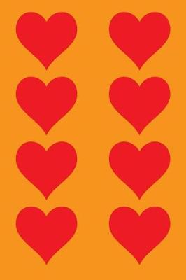 Book cover for 100 Page Unlined Notebook - Red Hearts on Orange