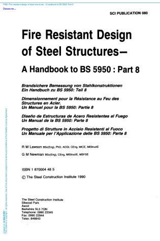 Cover of Fire Resistant Design of Steel Structures