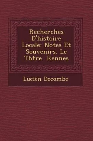 Cover of Recherches D'Histoire Locale