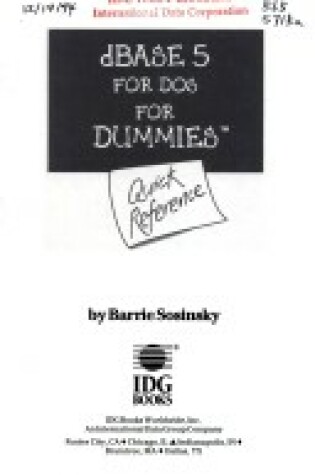 Cover of Dbase for DOS for Dummies Quick Reference