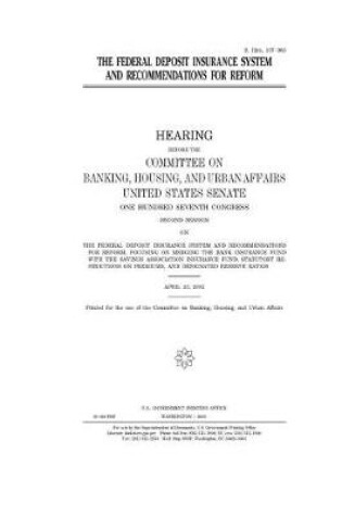 Cover of The Federal Deposit Insurance System and recommendations for reform