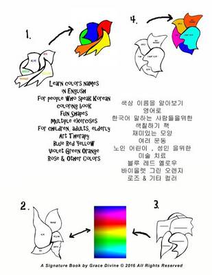 Book cover for Learn Colors Names in English for People Who Speak Korean Coloring Book Fun Shapes Multiple Exercises for Children, Adults, Elderly Art Therapy Blue Red Yellow Violet Green Orange Rose & Other Colors