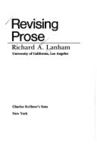 Cover of Revising Prose