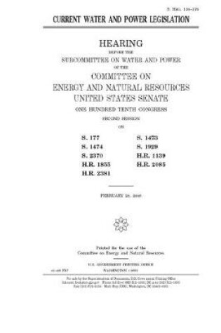 Cover of Current water and power legislation