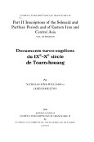 Cover of Documents Turco-Sogdiens du IXe-Xe Siecle de Touen-houang