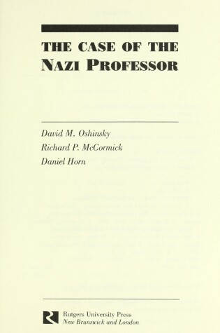 Cover of The Case of the Nazi Professor