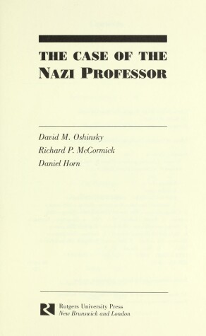 Book cover for The Case of the Nazi Professor