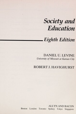 Cover of Society and Education