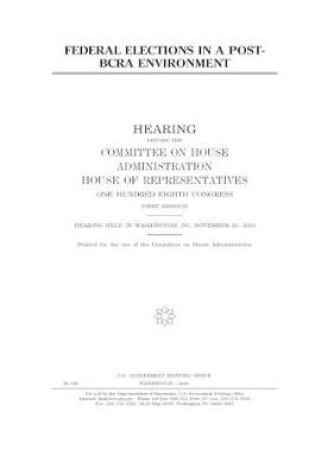 Cover of Federal elections in a post-BCRA environment