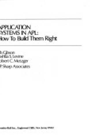 Cover of Application Systems in A. P. L.