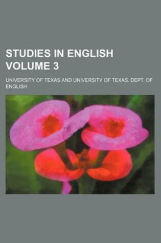 Cover of Studies in English Volume 3