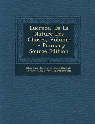 Book cover for Lucrece, de La Nature Des Choses, Volume 1