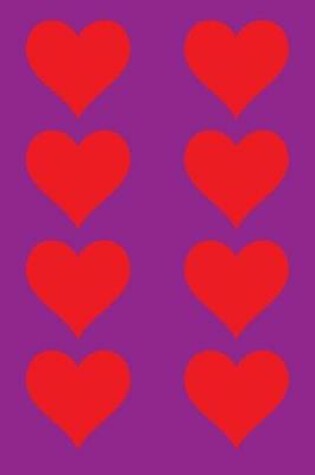 Cover of 100 Page Unlined Notebook - Red Hearts on Purple