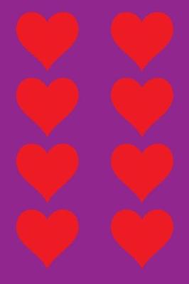 Book cover for 100 Page Unlined Notebook - Red Hearts on Purple