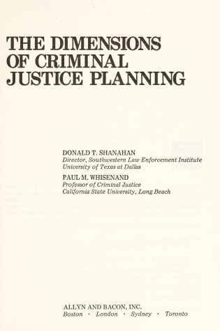 Cover of Dimensions of Criminal Justice Planning