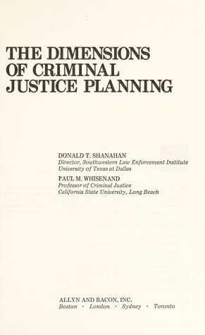 Book cover for Dimensions of Criminal Justice Planning