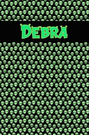 Cover of 120 Page Handwriting Practice Book with Green Alien Cover Debra