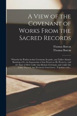 Cover of A View of the Covenant of Works From the Sacred Records