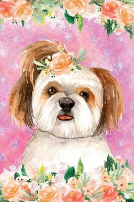 Cover of Journal Notebook For Dog Lovers Shih Tzu In Flowers 3