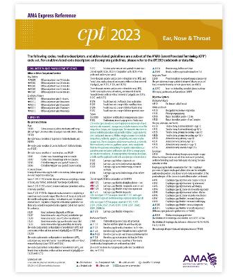 Book cover for CPT 2023 Express Reference Coding Card: Ear, Nose, Throat