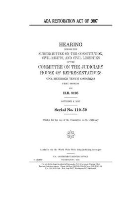 Book cover for ADA Restoration Act of 2007