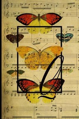 Book cover for Letter "Q" - Monogram Butterfly Music Journal - Blank Score Sheets