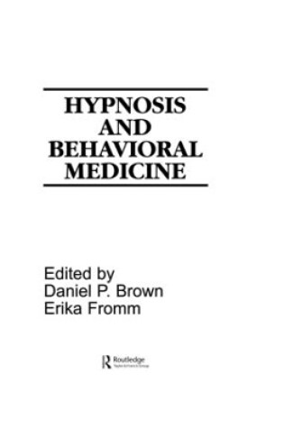 Cover of Hypnosis and Behavioral Medicine