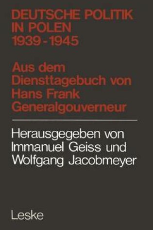 Cover of Deutsche Politik in Polen 1939–1945