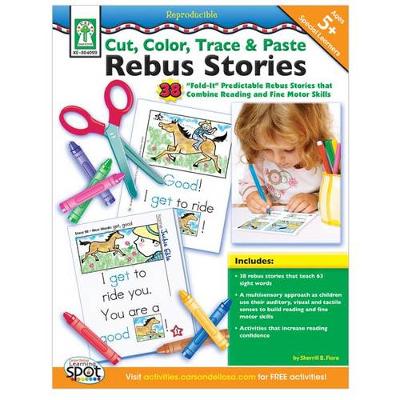 Book cover for Cut, Color, Trace & Paste Rebus Stories, Ages 5 - 8