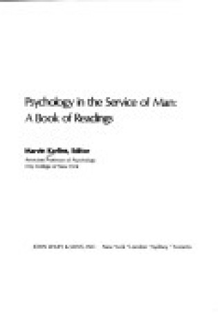 Cover of Psychology in the Service of Man