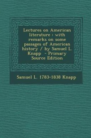 Cover of Lectures on American Literature