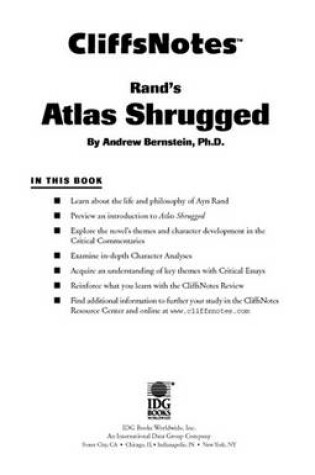 Cover of Cliffsnotes Rand's Atlas Shrugged