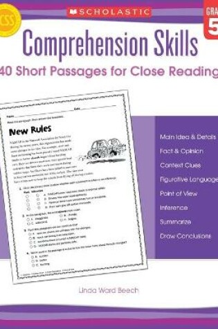 Cover of Comprehension Skills: 40 Short Passages for Close Reading: Grade 5