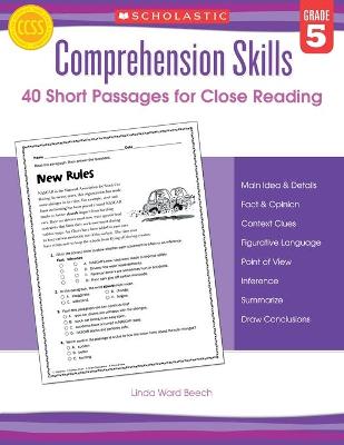 Book cover for Comprehension Skills: 40 Short Passages for Close Reading: Grade 5