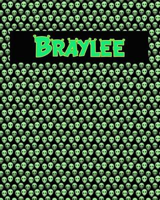 Book cover for 120 Page Handwriting Practice Book with Green Alien Cover Braylee