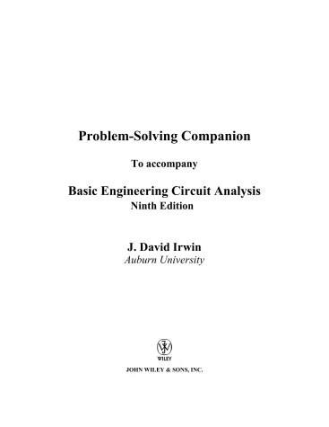 Book cover for Basic Engineering Circuit Analysis, Problem Solving Companion