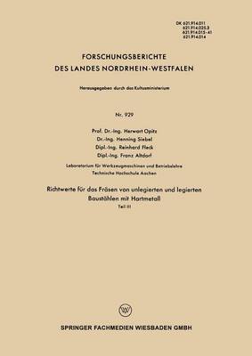 Book cover for Richtwerte Fur Das Frasen Von Unlegierten Und Legierten Baustahlen Mit Hartmetall