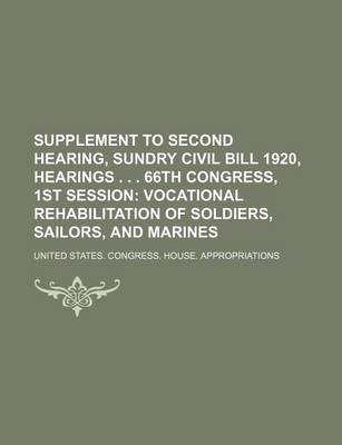 Book cover for Supplement to Second Hearing, Sundry Civil Bill 1920, Hearings . . . 66th Congress, 1st Session