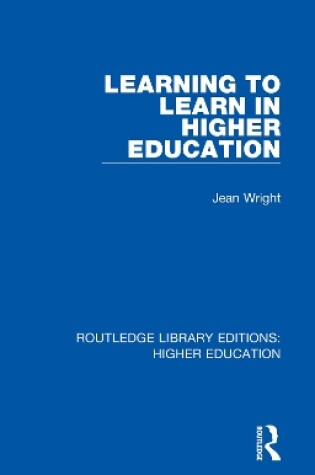 Cover of Learning to Learn in Higher Education