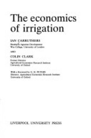 Cover of Economics of Irrigation