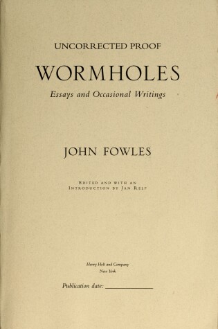 Cover of Wormholes: Essays and Occasional Writings